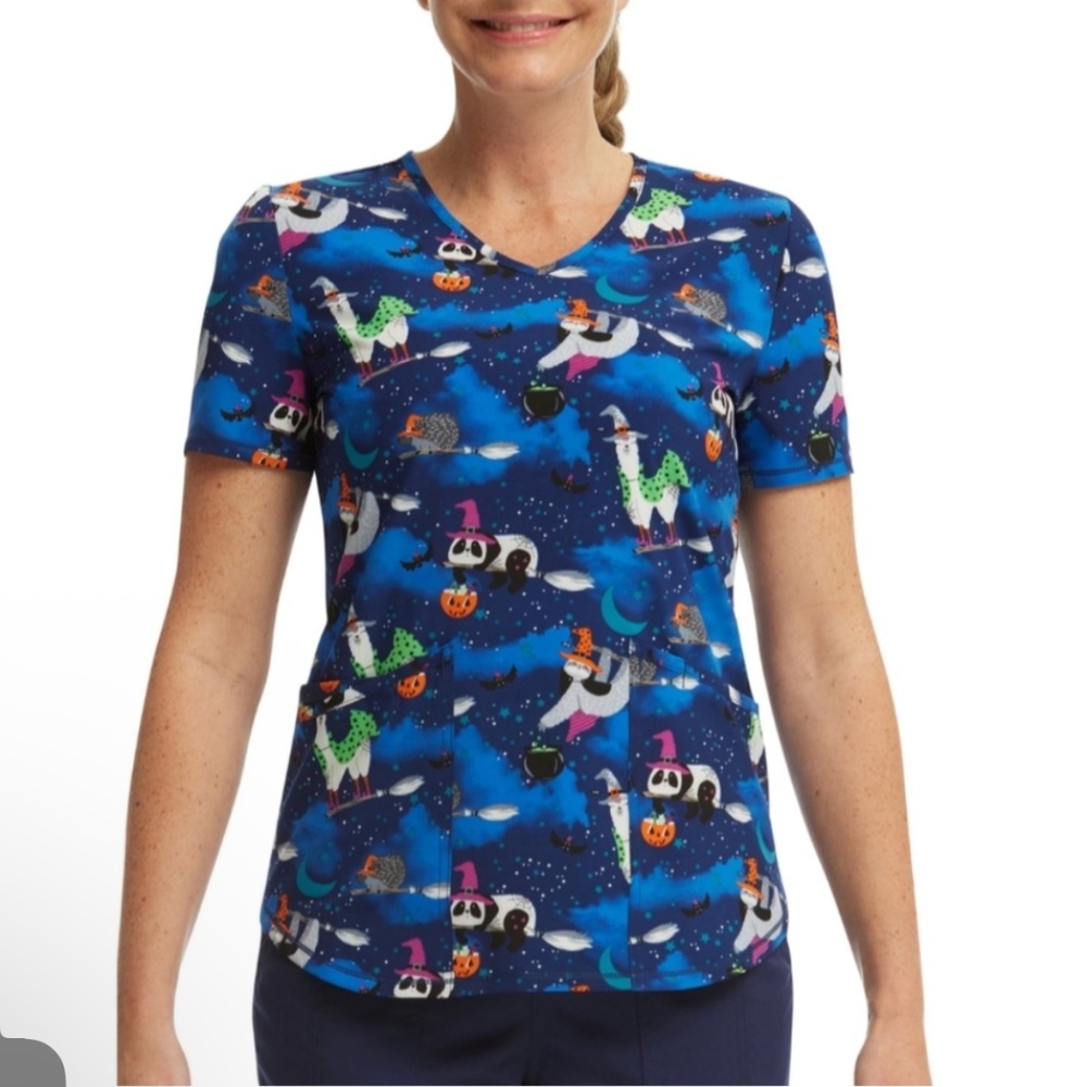 Halloween themed scrub top